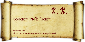 Kondor Nándor névjegykártya