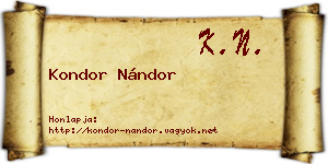 Kondor Nándor névjegykártya