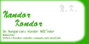 nandor kondor business card